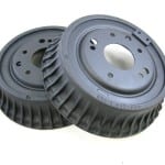 Heat dissipation coated brake drums. Click image to enlarge.