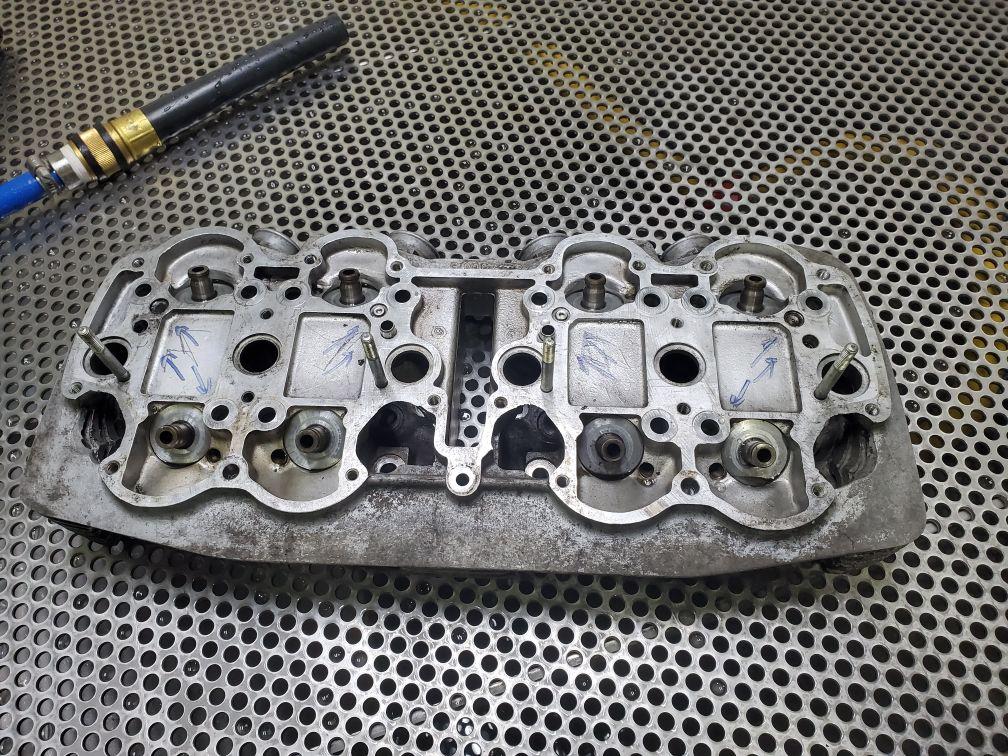 Aluminum cylinder head, before vapor honing Aluminum cylinder head, before vapor honing